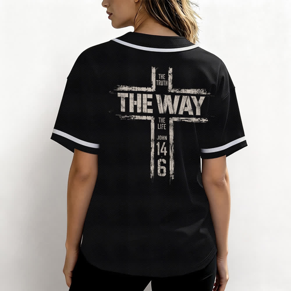 Christianartworkshop Jesus The Way Brush Print Schwarzes Baseballtrikot - image 3