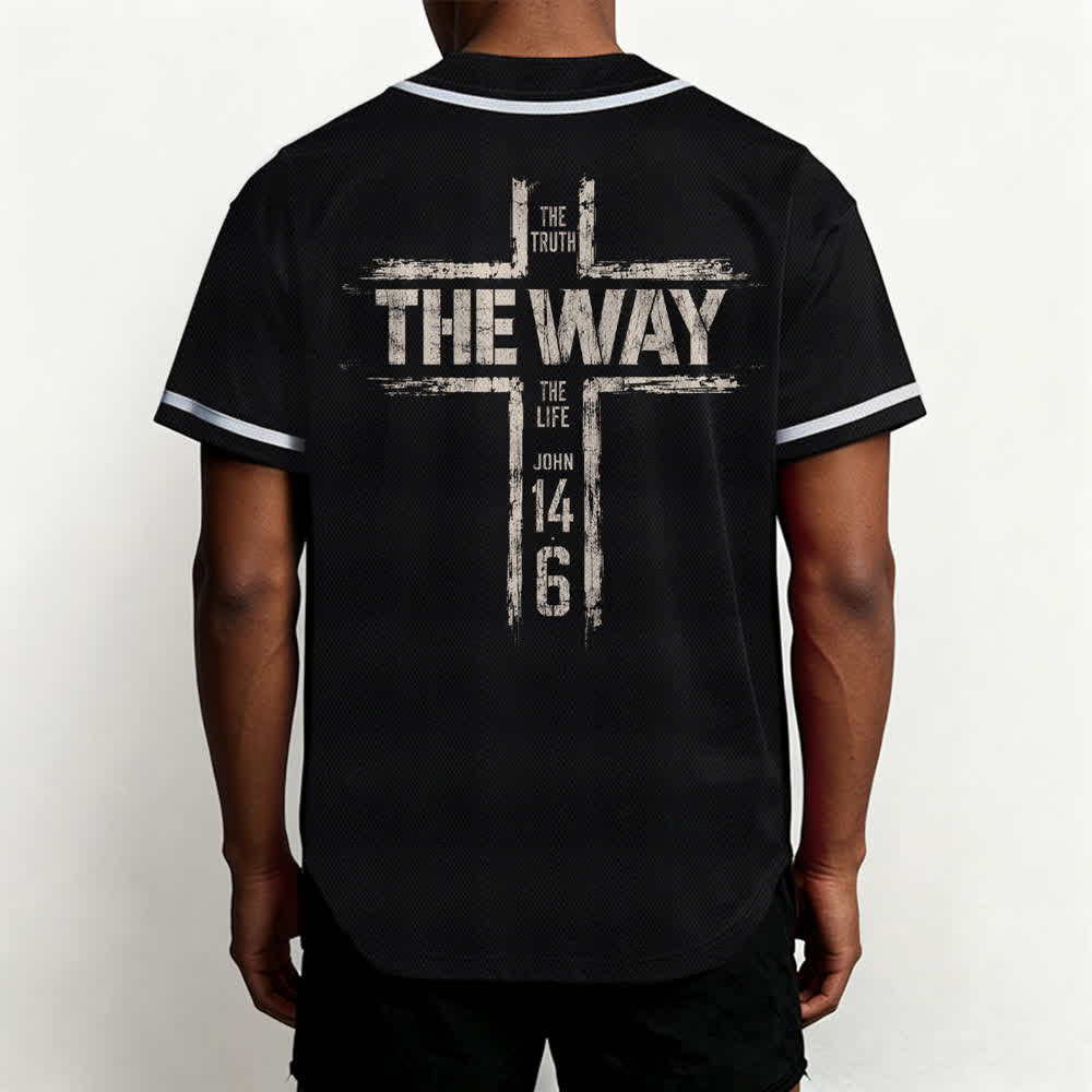 Christianartworkshop Jesus The Way Brush Print Schwarzes Baseballtrikot - image 5