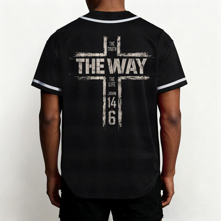 Christianartworkshop Jesus The Way Brush Print Schwarzes Baseballtrikot - image 5