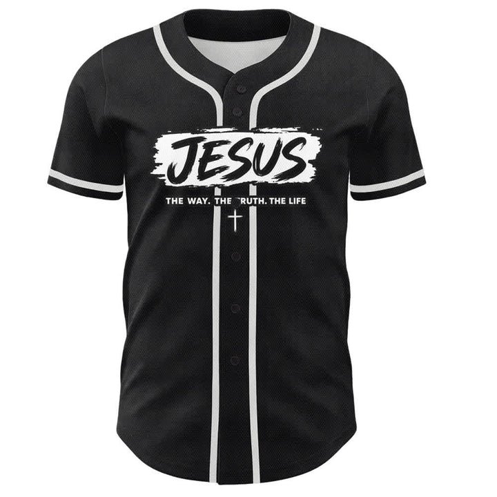 Christianartworkshop Jesus The Way Brush Print Schwarzes Baseballtrikot - image 2