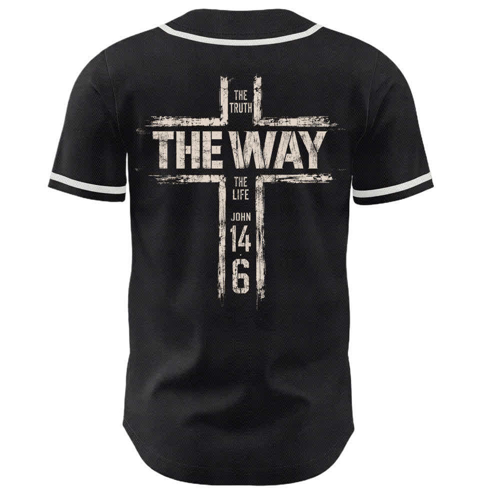 Christianartworkshop Jesus The Way Brush Print Schwarzes Baseballtrikot - image 1