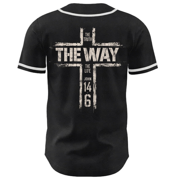 Christianartworkshop Jesus The Way Brush Print Schwarzes Baseballtrikot - image 1