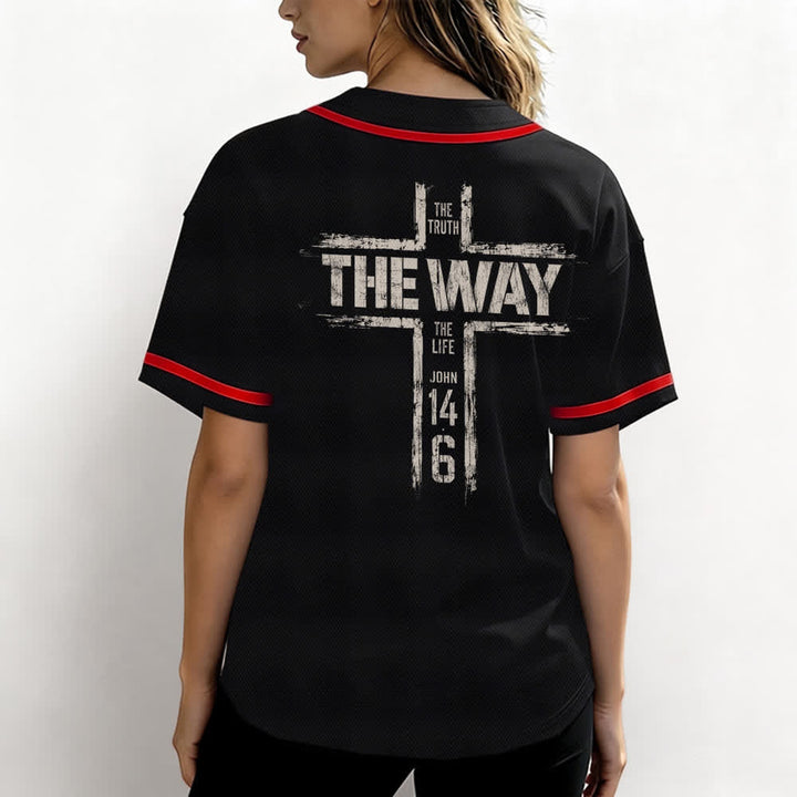 Christianartworkshop Jesus The Way Brush Print Schwarzes Baseballtrikot - image 10