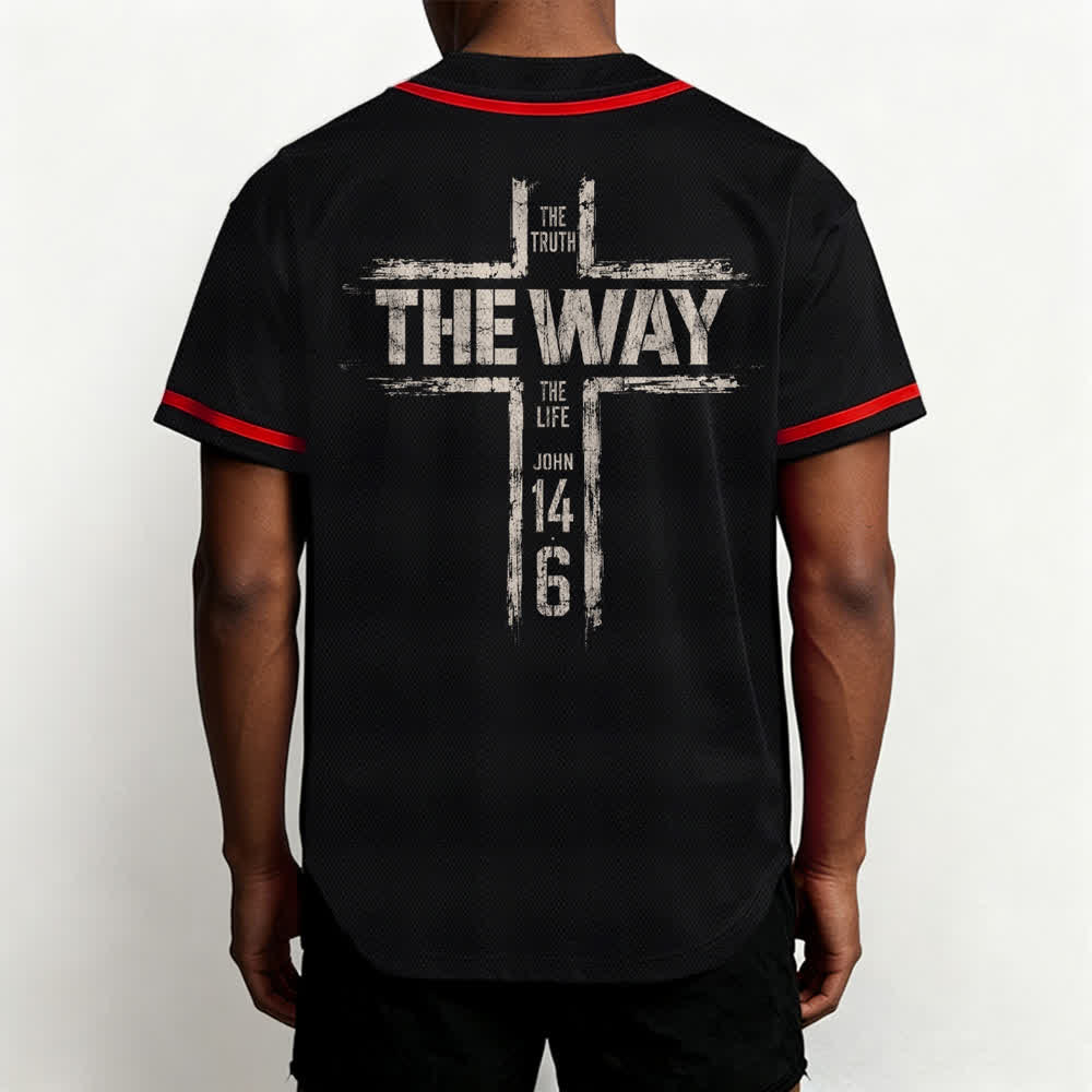 Christianartworkshop Jesus The Way Brush Print Schwarzes Baseballtrikot - image 12