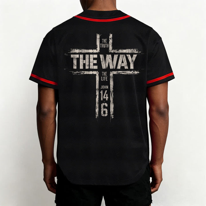 Christianartworkshop Jesus The Way Brush Print Schwarzes Baseballtrikot - image 12