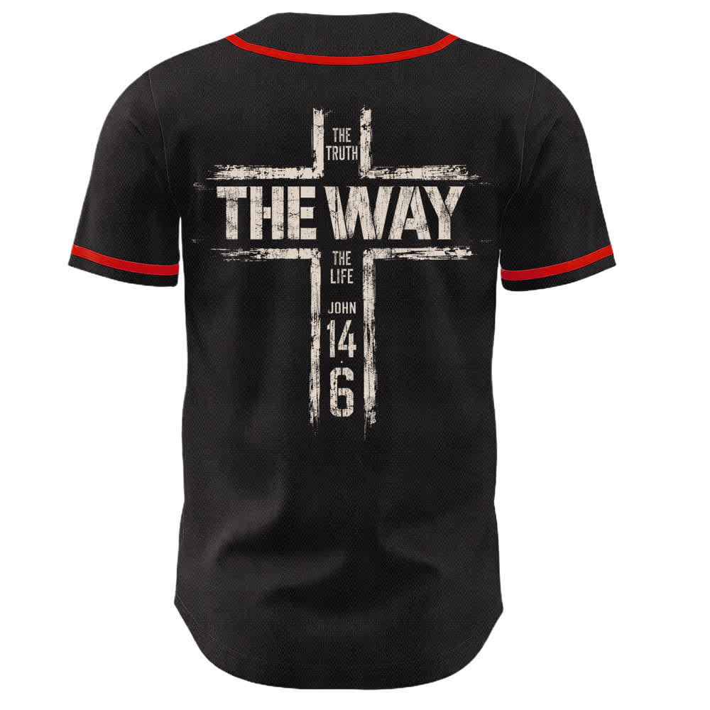 Christianartworkshop Jesus The Way Brush Print Schwarzes Baseballtrikot - image 8