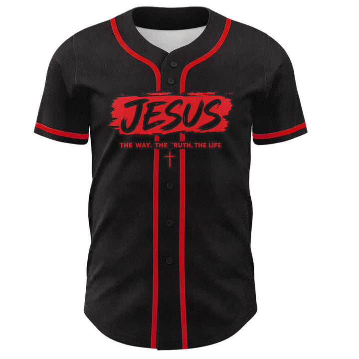 Christianartworkshop Jesus The Way Brush Print Schwarzes Baseballtrikot - image 9