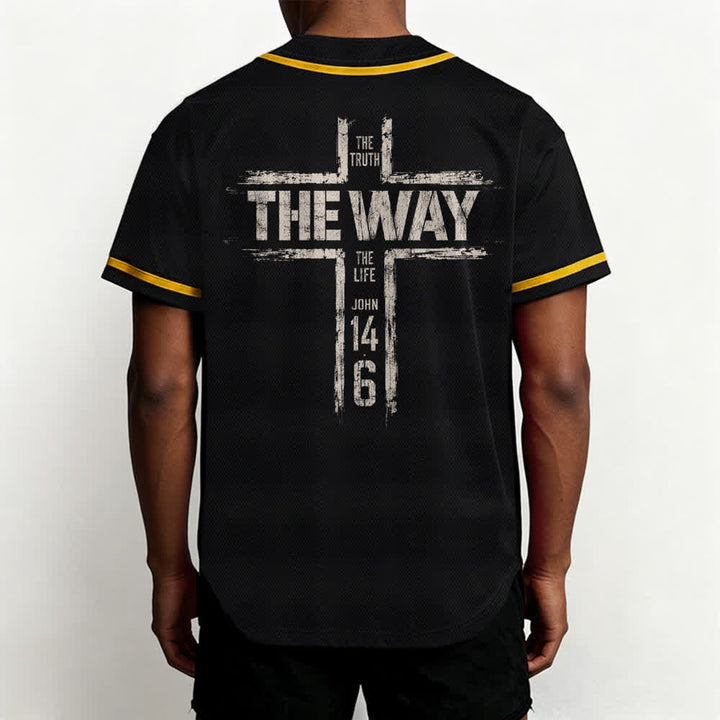 Christianartworkshop Jesus The Way Brush Print Schwarzes Baseballtrikot - image 19