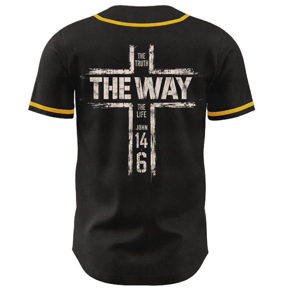 Christianartworkshop Jesus The Way Brush Print Schwarzes Baseballtrikot - image 15