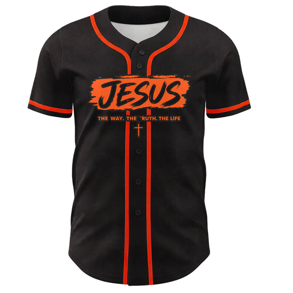 Christianartworkshop Jesus The Way Brush Print Schwarzes Baseballtrikot - image 23