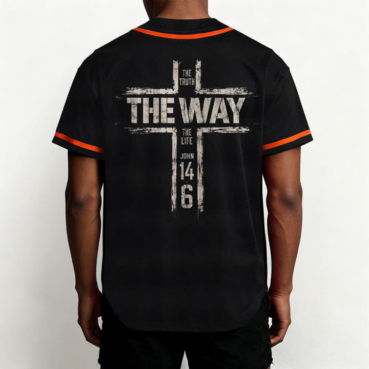 Christianartworkshop Jesus The Way Brush Print Schwarzes Baseballtrikot - image 26