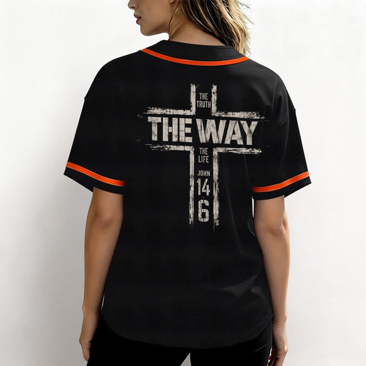 Christianartworkshop Jesus The Way Brush Print Schwarzes Baseballtrikot - image 24