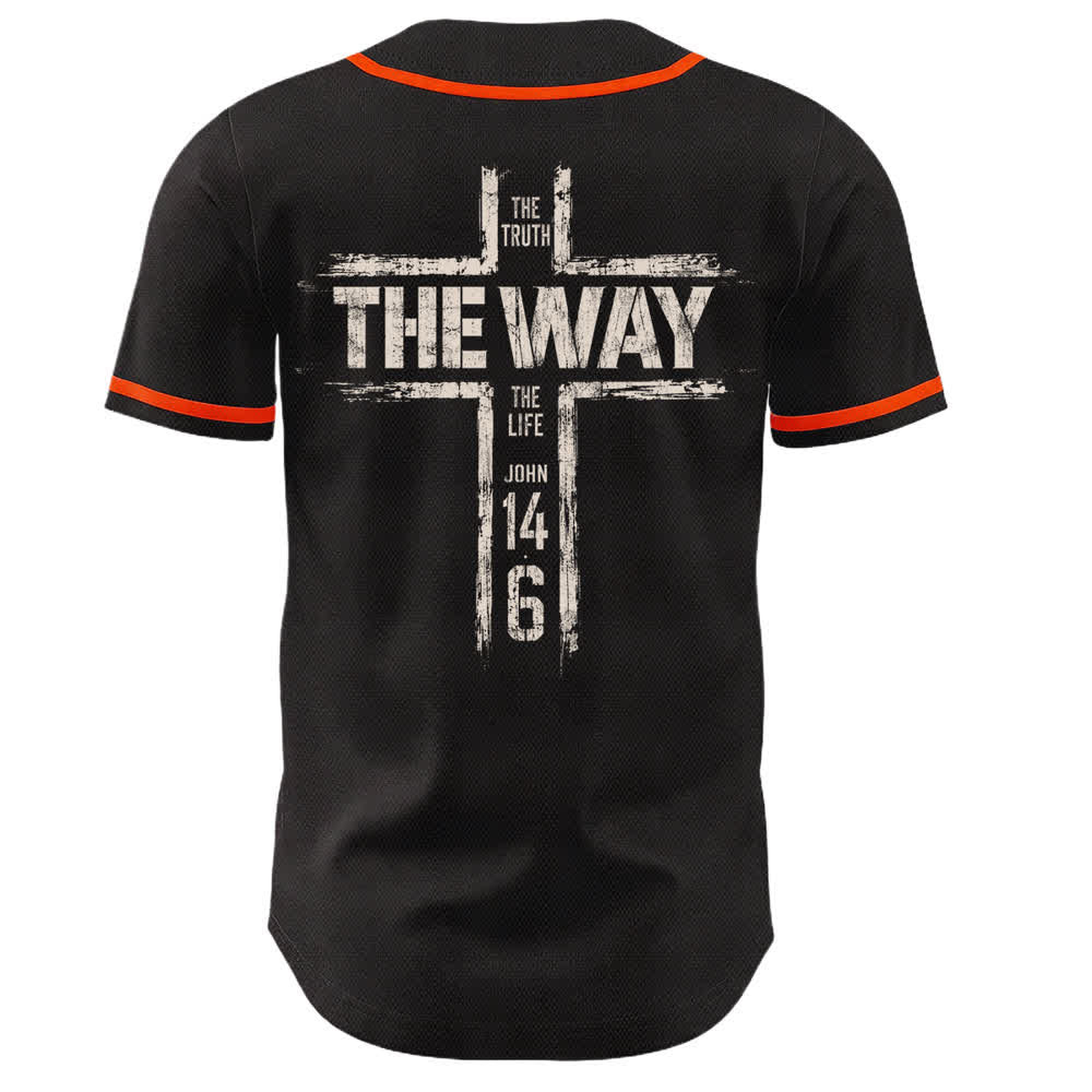 Christianartworkshop Jesus The Way Brush Print Schwarzes Baseballtrikot - image 22