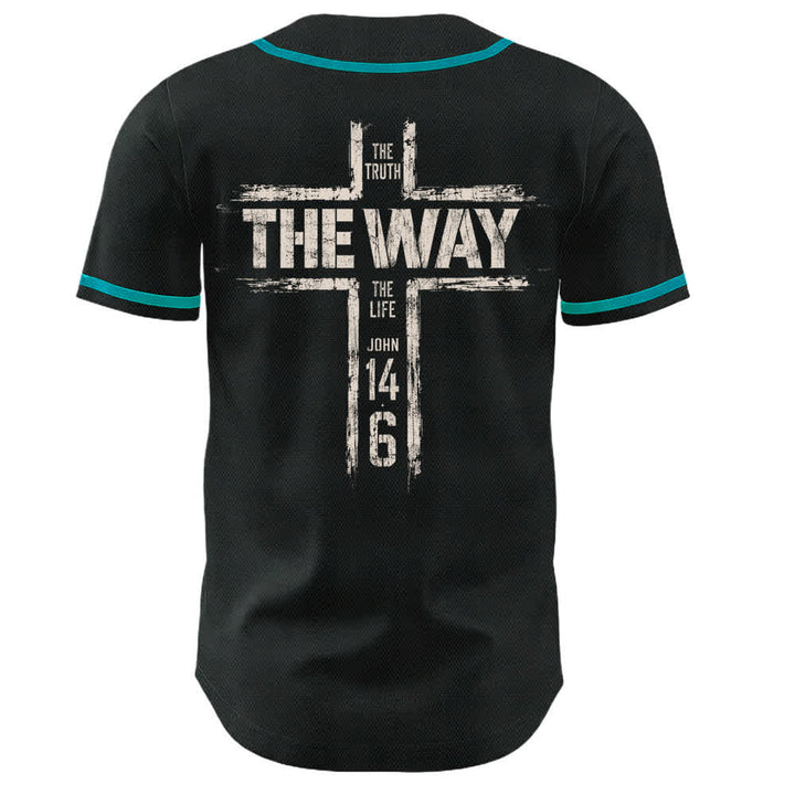 Christianartworkshop Jesus The Way Brush Print Schwarzes Baseballtrikot - image 29