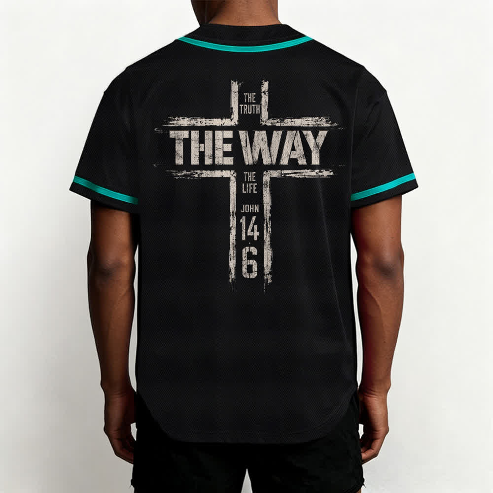 Christianartworkshop Jesus The Way Brush Print Schwarzes Baseballtrikot - image 33