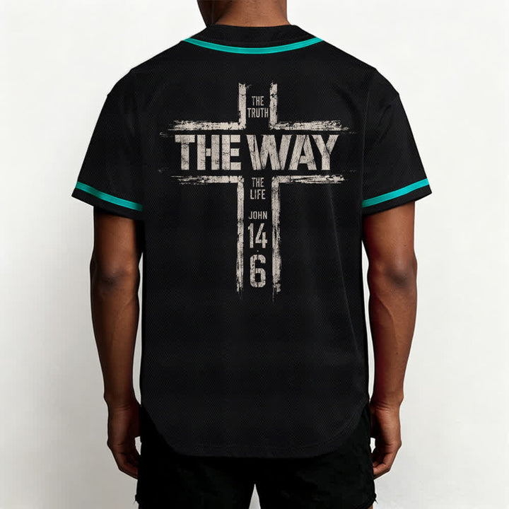 Christianartworkshop Jesus The Way Brush Print Schwarzes Baseballtrikot - image 33
