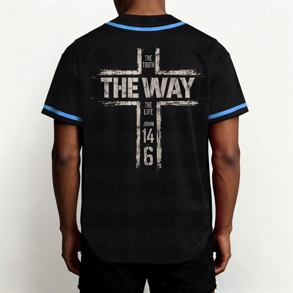 Christianartworkshop Jesus The Way Brush Print Schwarzes Baseballtrikot - image 40