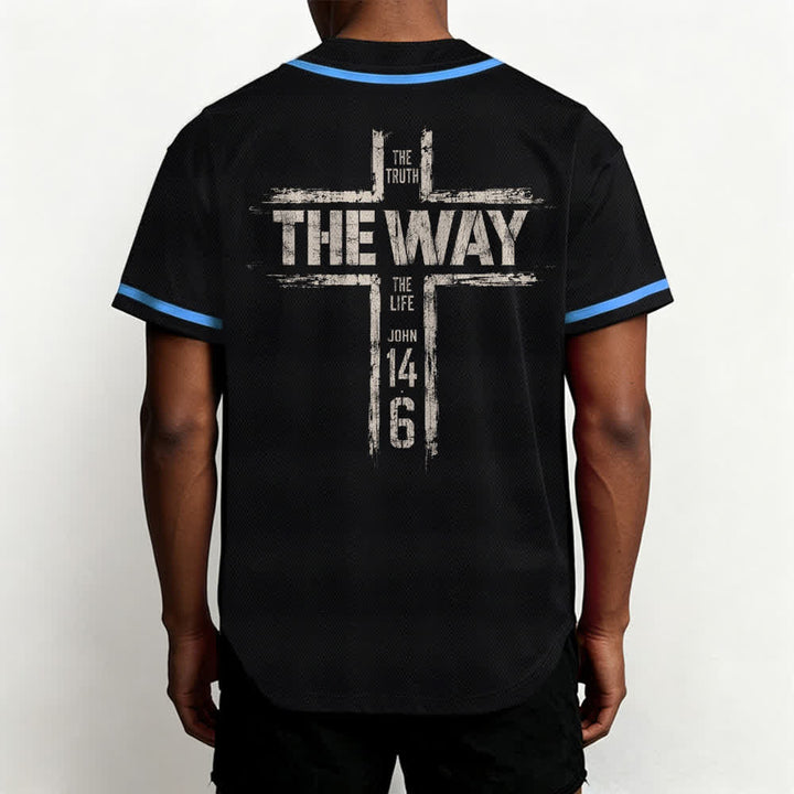 Christianartworkshop Jesus The Way Brush Print Schwarzes Baseballtrikot - image 40