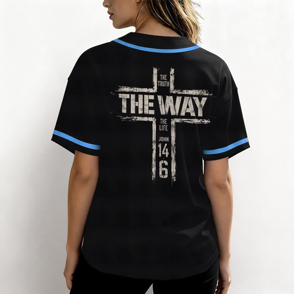 Christianartworkshop Jesus The Way Brush Print Schwarzes Baseballtrikot - image 38
