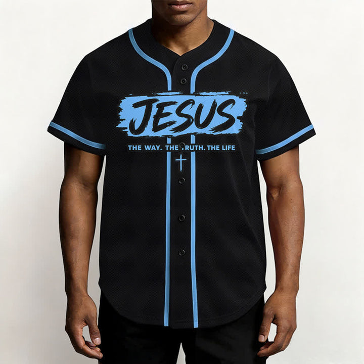 Christianartworkshop Jesus The Way Brush Print Schwarzes Baseballtrikot - image 41