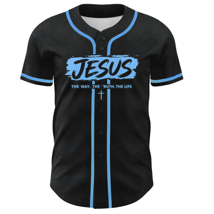 Christianartworkshop Jesus The Way Brush Print Schwarzes Baseballtrikot - image 37