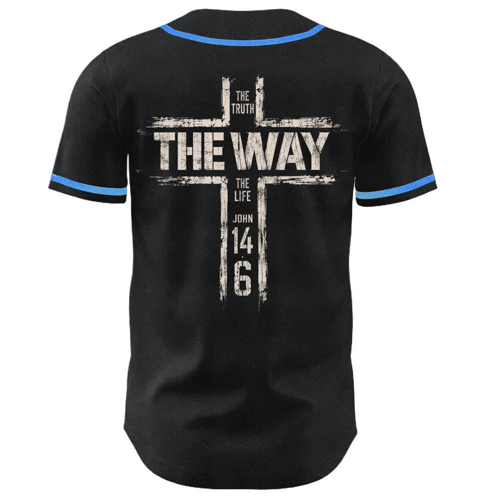 Christianartworkshop Jesus The Way Brush Print Schwarzes Baseballtrikot - image 36