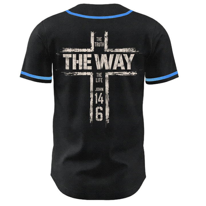 Christianartworkshop Jesus The Way Brush Print Schwarzes Baseballtrikot - image 36