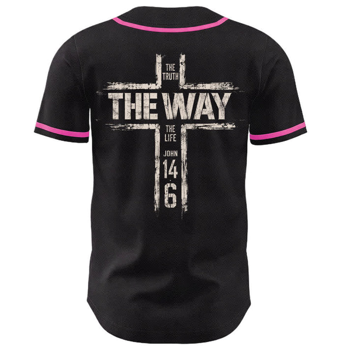 Christianartworkshop Jesus The Way Brush Print Schwarzes Baseballtrikot - image 43