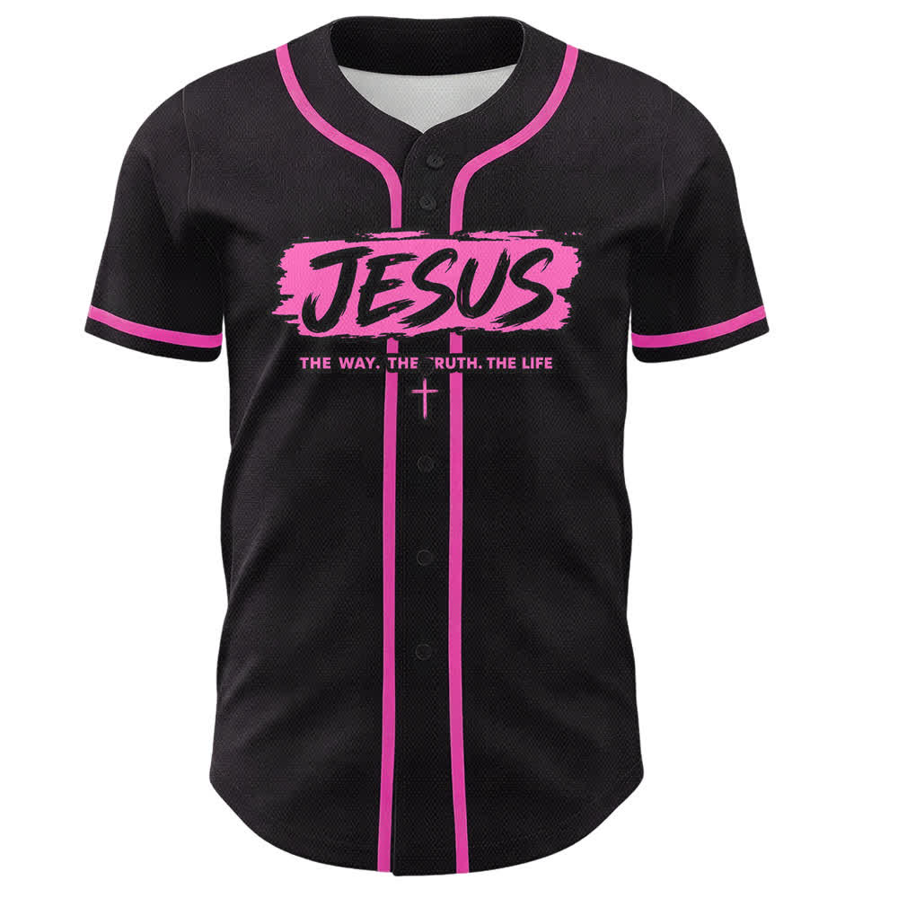 Christianartworkshop Jesus The Way Brush Print Schwarzes Baseballtrikot - image 44