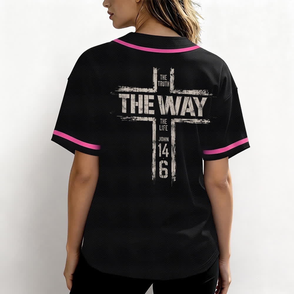 Christianartworkshop Jesus The Way Brush Print Schwarzes Baseballtrikot - image 45