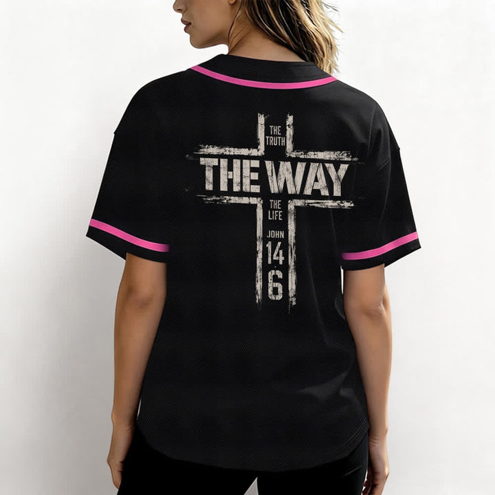 Christianartworkshop Jesus The Way Brush Print Schwarzes Baseballtrikot - image 45