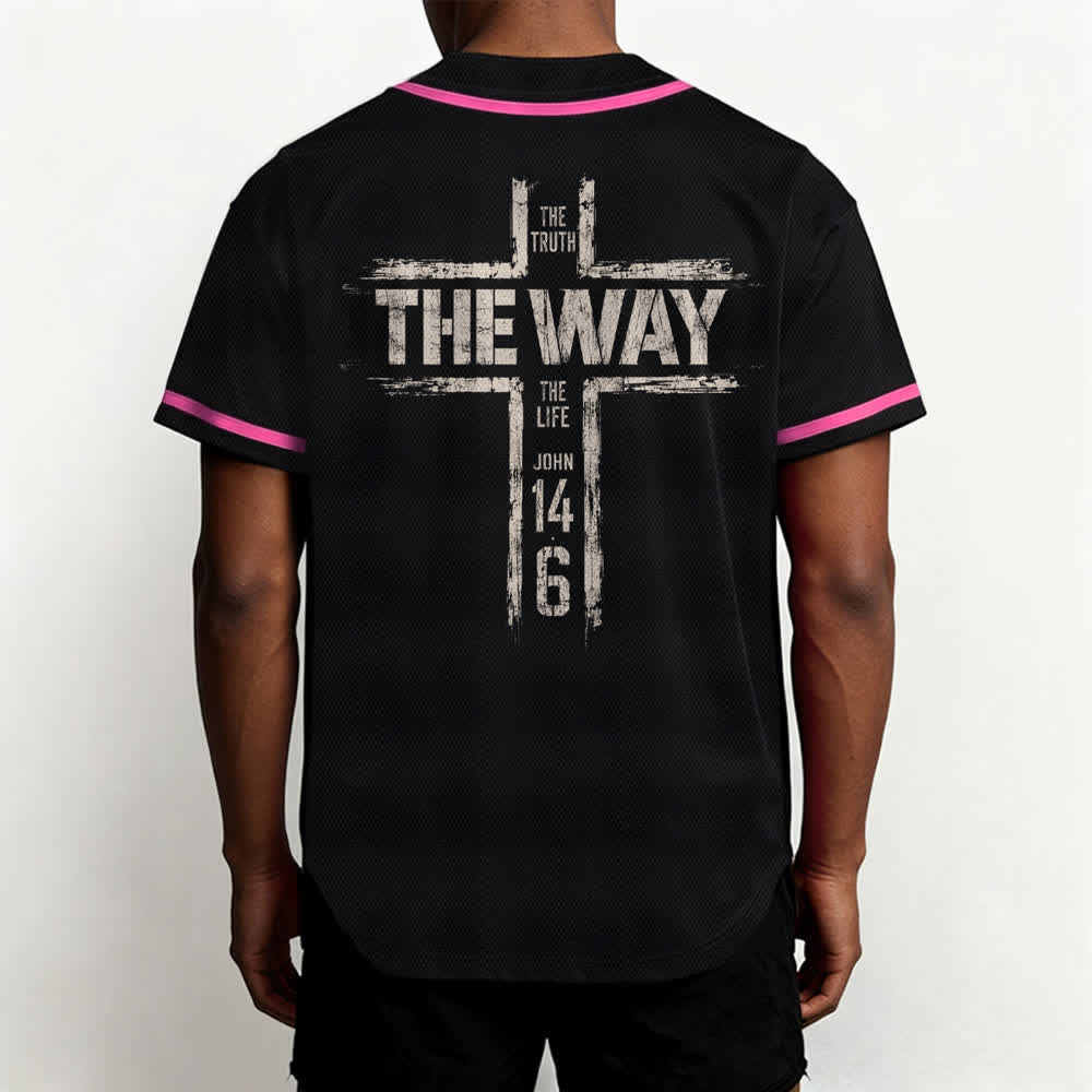 Christianartworkshop Jesus The Way Brush Print Schwarzes Baseballtrikot - image 47
