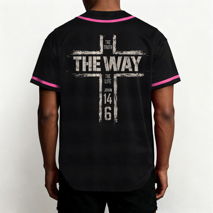 Christianartworkshop Jesus The Way Brush Print Schwarzes Baseballtrikot - image 47