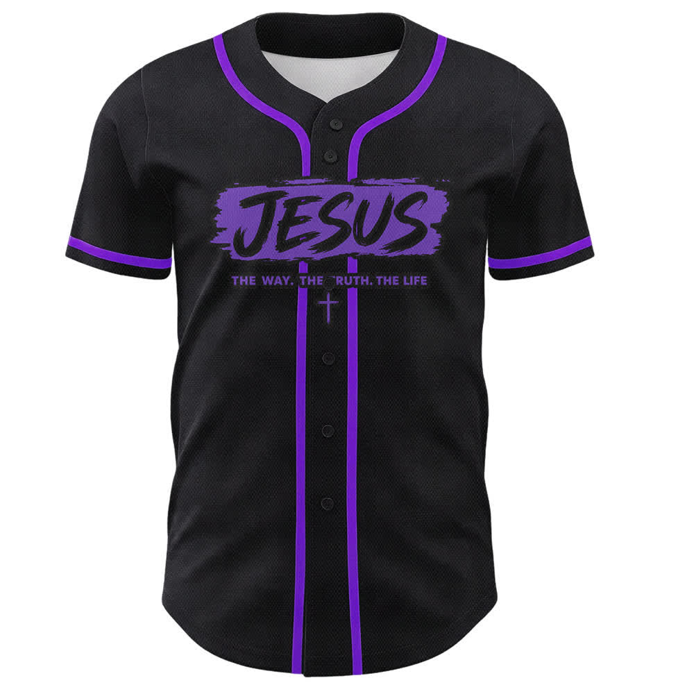 Christianartworkshop Jesus The Way Brush Print Schwarzes Baseballtrikot - image 51