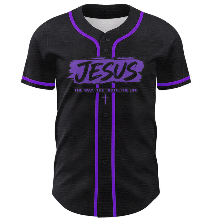 Christianartworkshop Jesus The Way Brush Print Schwarzes Baseballtrikot - image 51