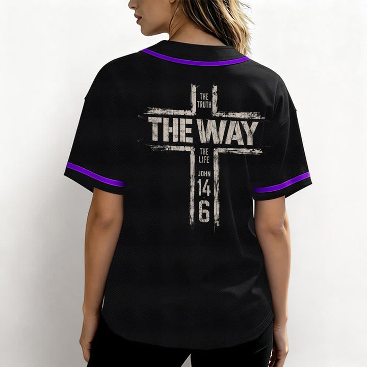 Christianartworkshop Jesus The Way Brush Print Schwarzes Baseballtrikot - image 52