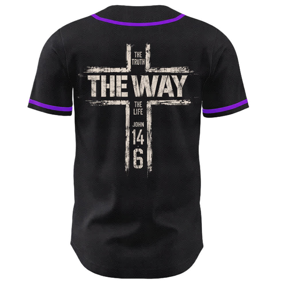 Christianartworkshop Jesus The Way Brush Print Schwarzes Baseballtrikot - image 50