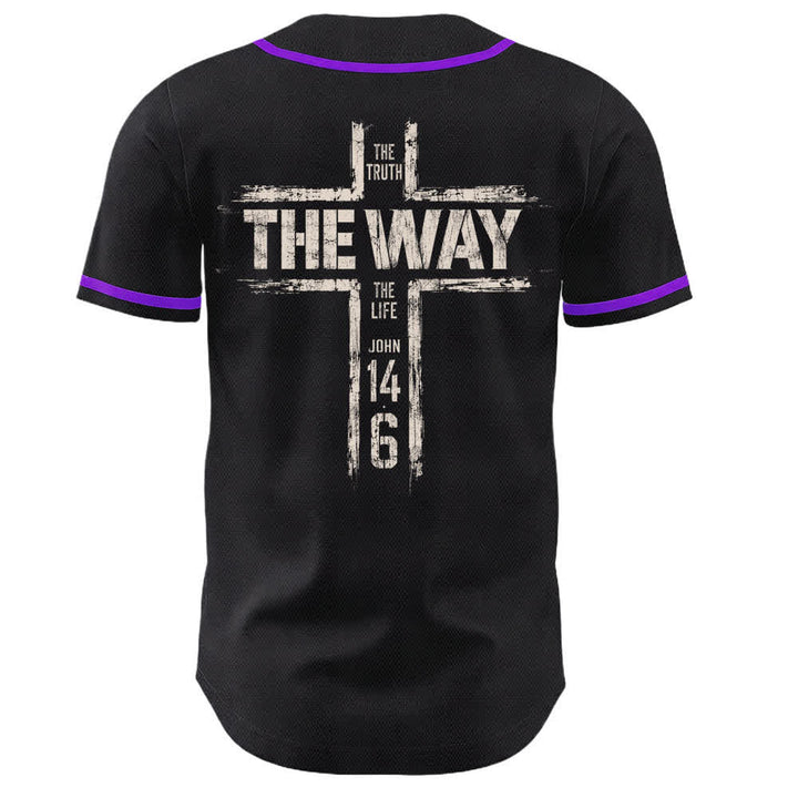 Christianartworkshop Jesus The Way Brush Print Schwarzes Baseballtrikot - image 50