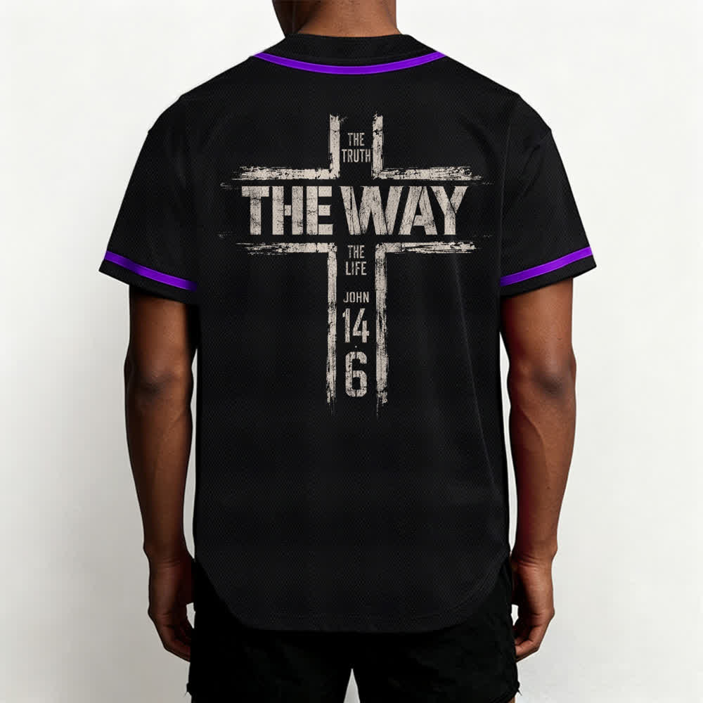 Christianartworkshop Jesus The Way Brush Print Schwarzes Baseballtrikot - image 54