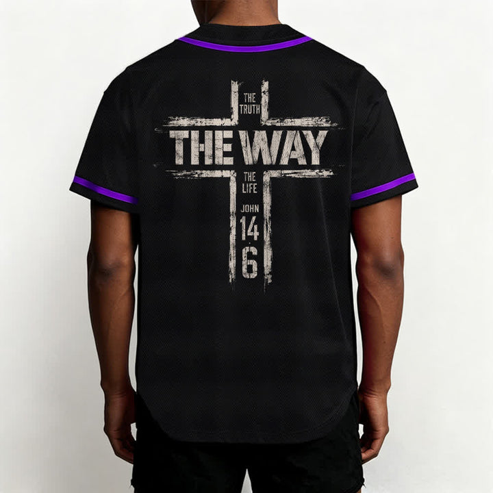 Christianartworkshop Jesus The Way Brush Print Schwarzes Baseballtrikot - image 54