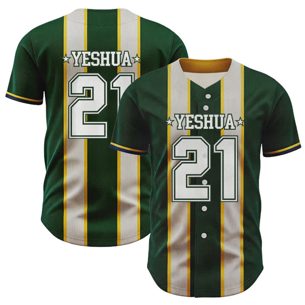 Christianartworkshop Yeshua 21 Vintage grünes Nadelstreifen-Baseballtrikot - 5XL - image 0