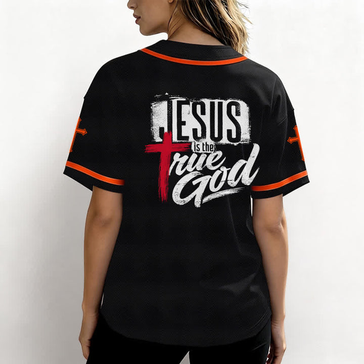 Christianartworkshop Jesus True God Rotes Kreuz Schwarzes Baseballtrikot - image 10