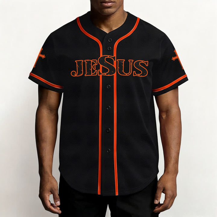 Christianartworkshop Jesus True God Rotes Kreuz Schwarzes Baseballtrikot - image 13