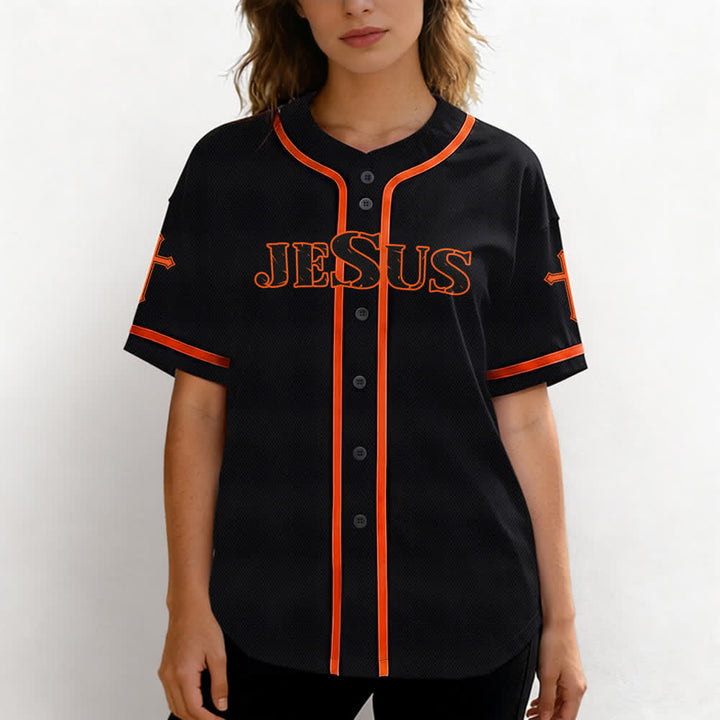 Christianartworkshop Jesus True God Rotes Kreuz Schwarzes Baseballtrikot - image 11