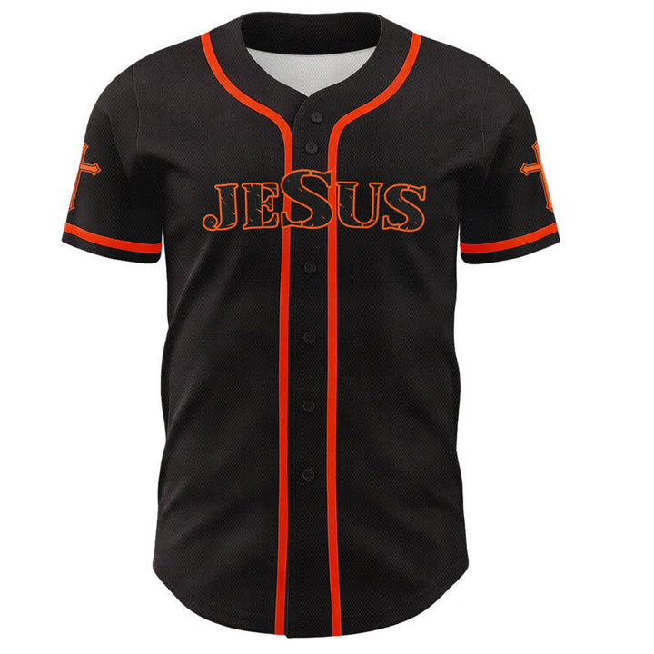 Christianartworkshop Jesus True God Rotes Kreuz Schwarzes Baseballtrikot - image 9