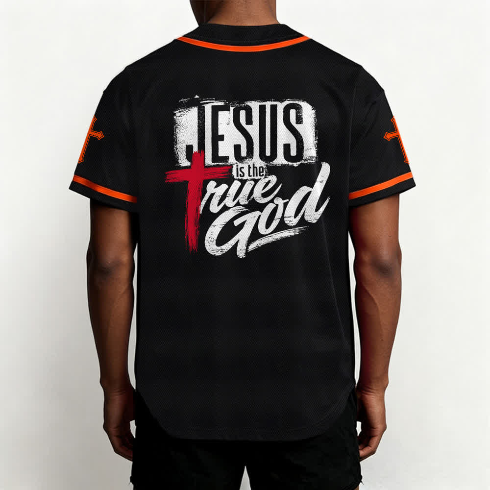 Christianartworkshop Jesus True God Rotes Kreuz Schwarzes Baseballtrikot - image 12