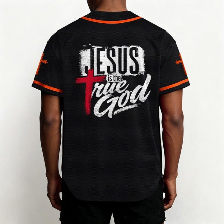 Christianartworkshop Jesus True God Rotes Kreuz Schwarzes Baseballtrikot - image 12