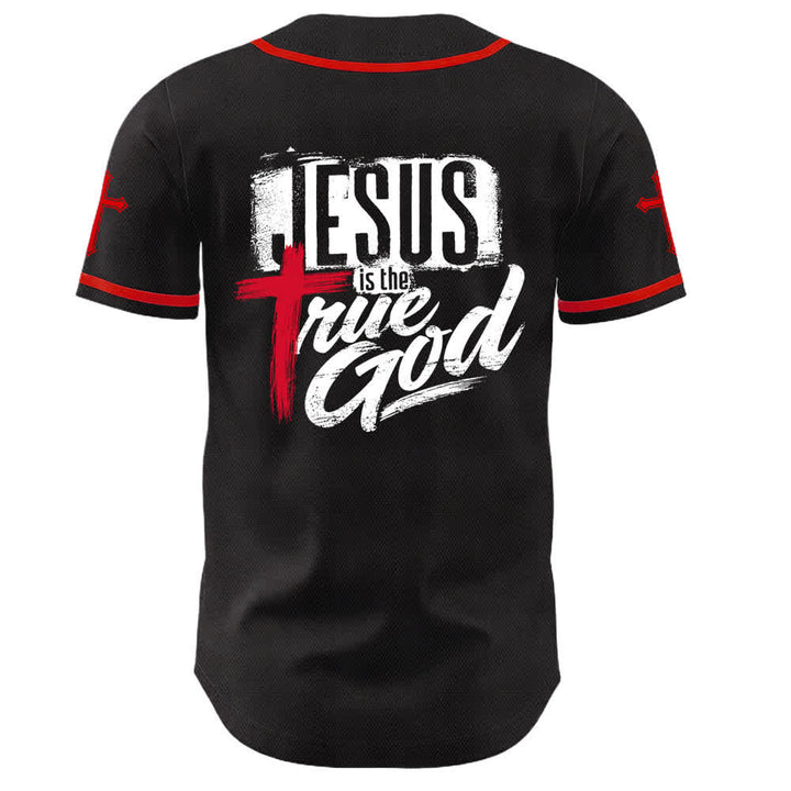 Christianartworkshop Jesus True God Rotes Kreuz Schwarzes Baseballtrikot - image 15