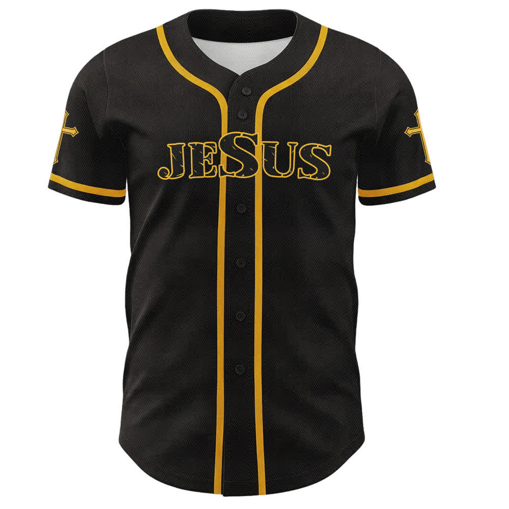 Christianartworkshop Jesus True God Rotes Kreuz Schwarzes Baseballtrikot - image 23