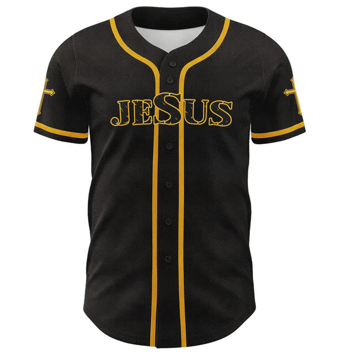 Christianartworkshop Jesus True God Rotes Kreuz Schwarzes Baseballtrikot - image 23